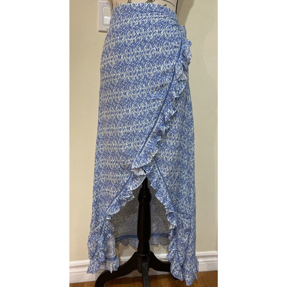 Paloma Blue Silk Blend Wrap Skirt Size Small - Picture 2 of 7